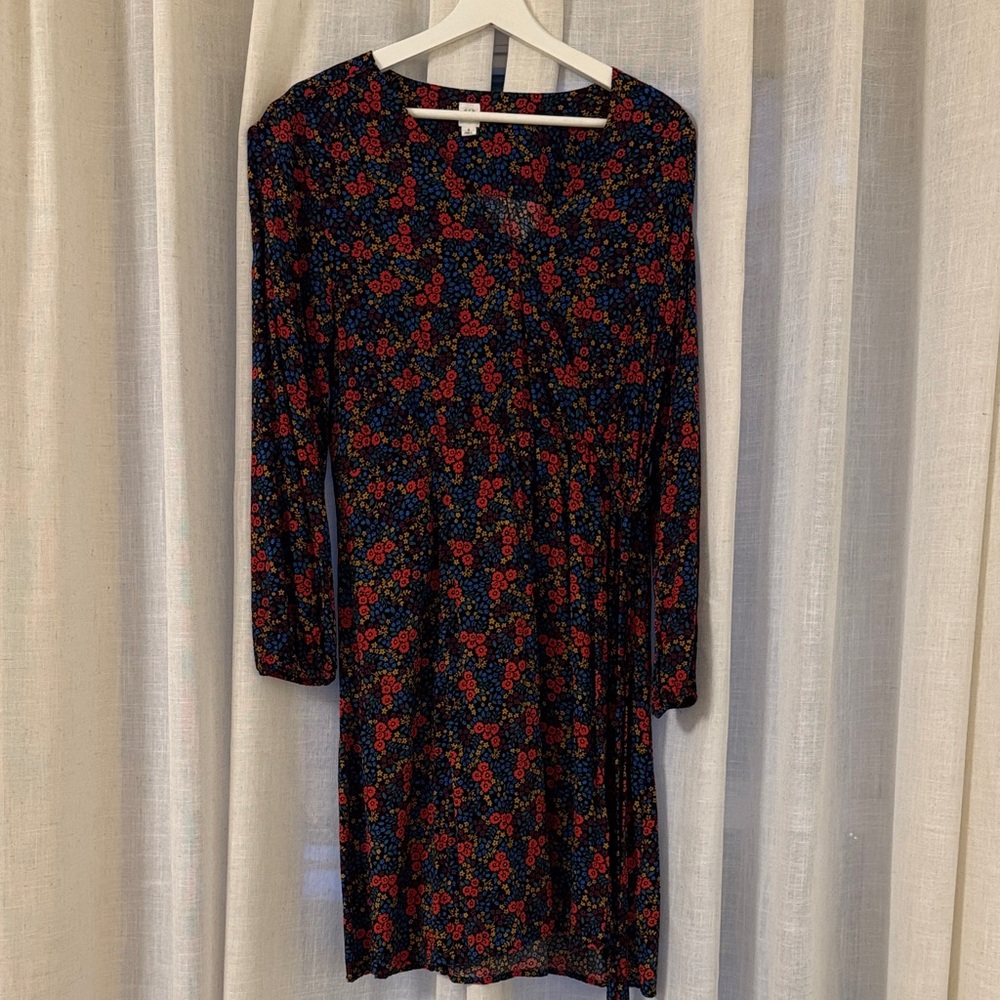 GAP Red and Blue Floral Long Sleeve Dress